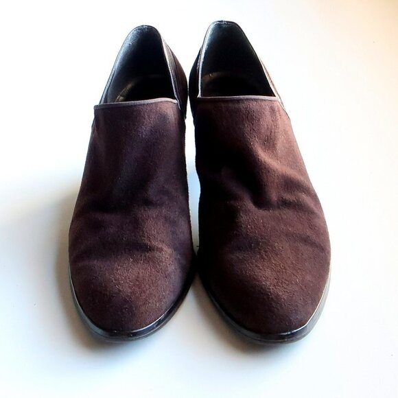 Stuart Weitzman Brown Suede Leather Pointy Almond Toe Heeled Ankle Boots Booties - Picture 4 of 16